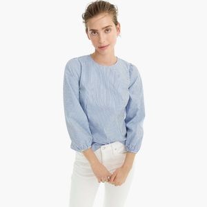 Jcrew puff sleeve top cotton poplin blue stripe size 6